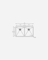 AVG 2 Bowl Sink – 860×490mm, Stainless Steel (Square Bowls)