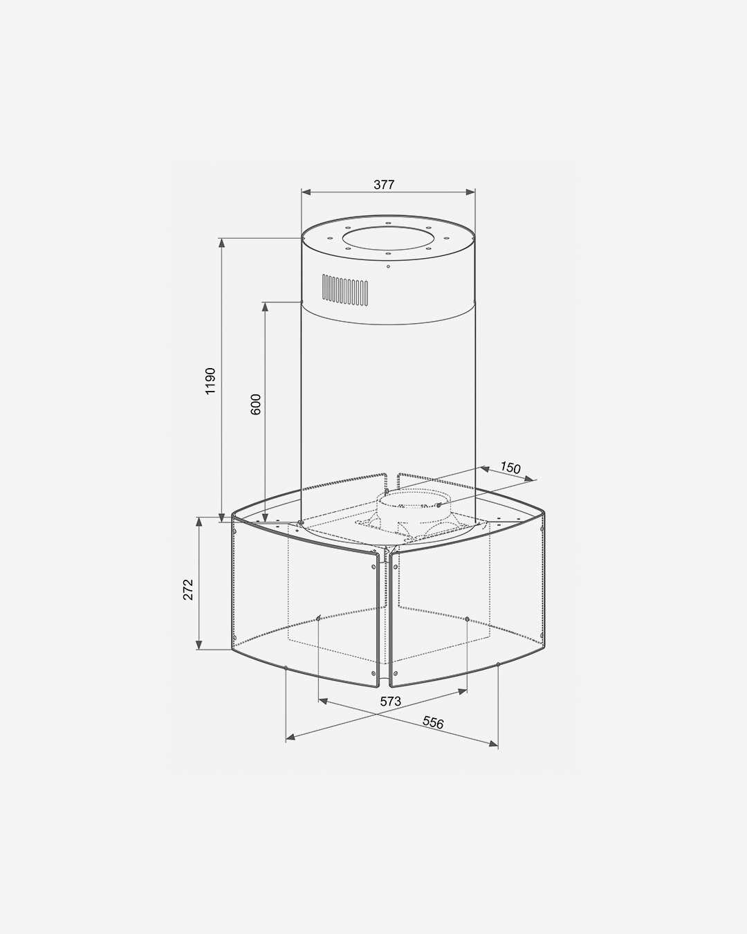 AVG Island Cooker Hood Rounded with Glass