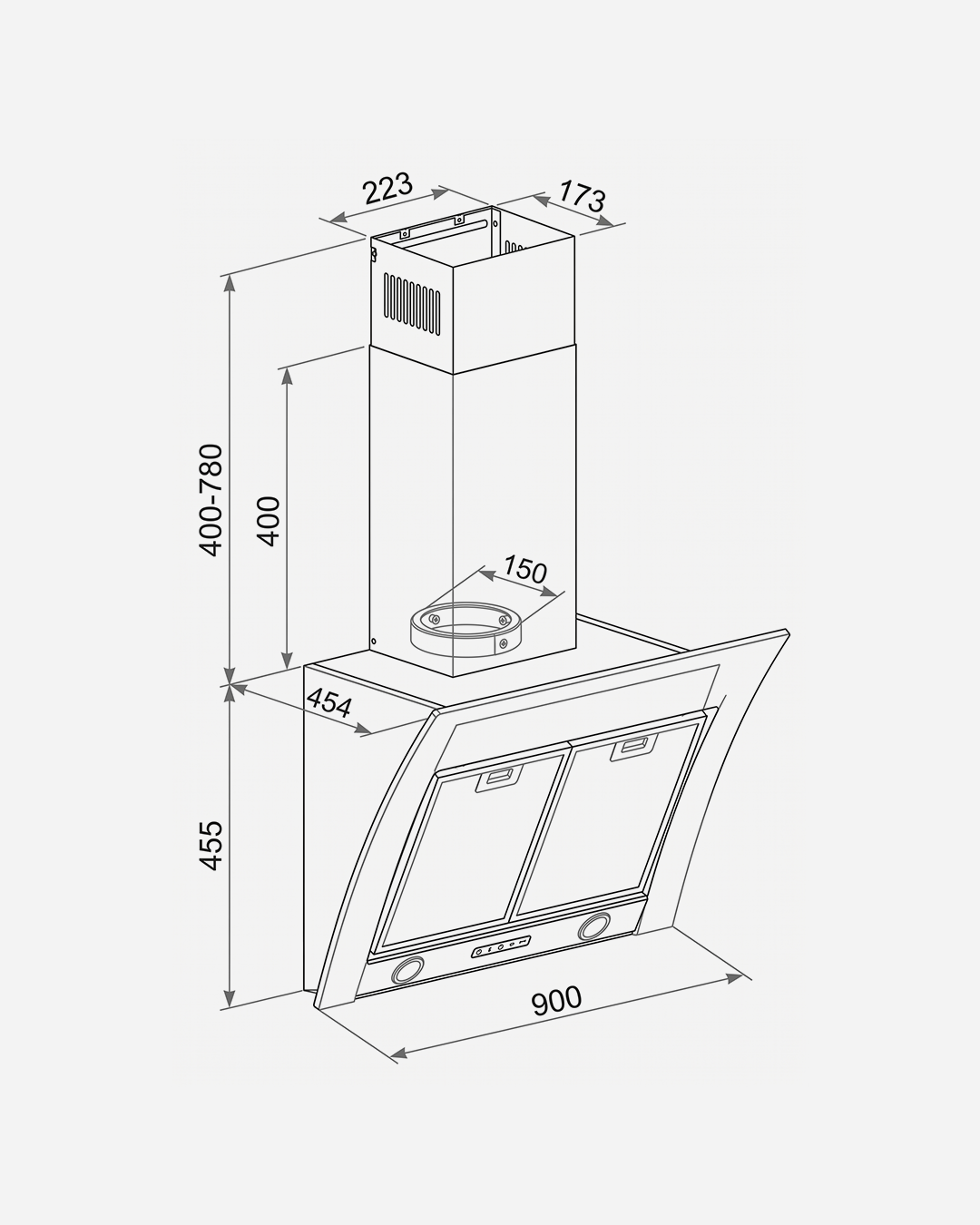 AVG Wall Mounted White Glass Hood