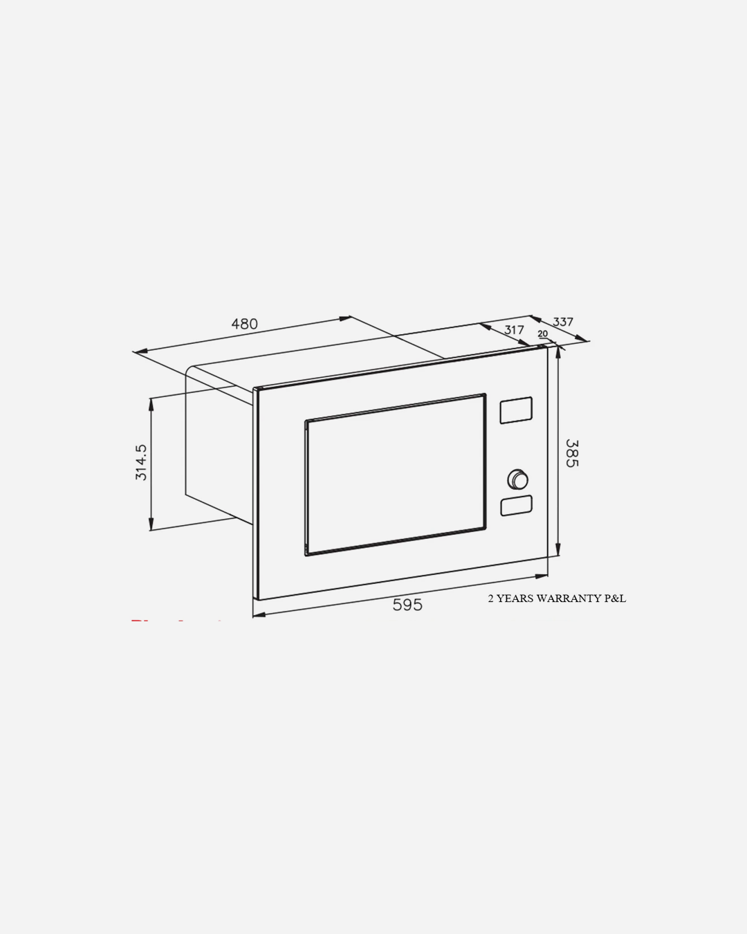 AVG Built-In Microwave with Grill 20l Stainless Steel