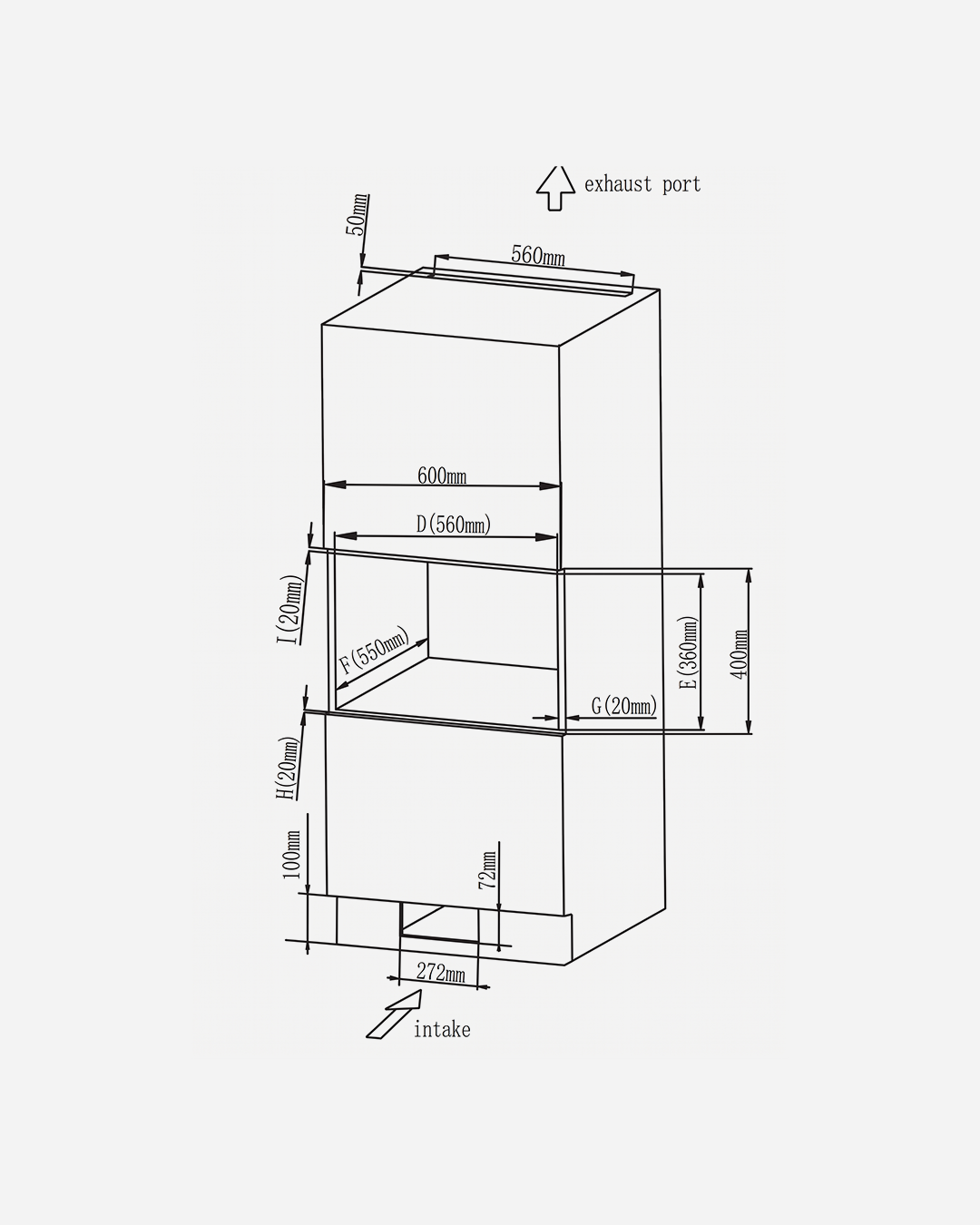 Hyundai Built-In Microwave with Grill 28l Stainless Steel